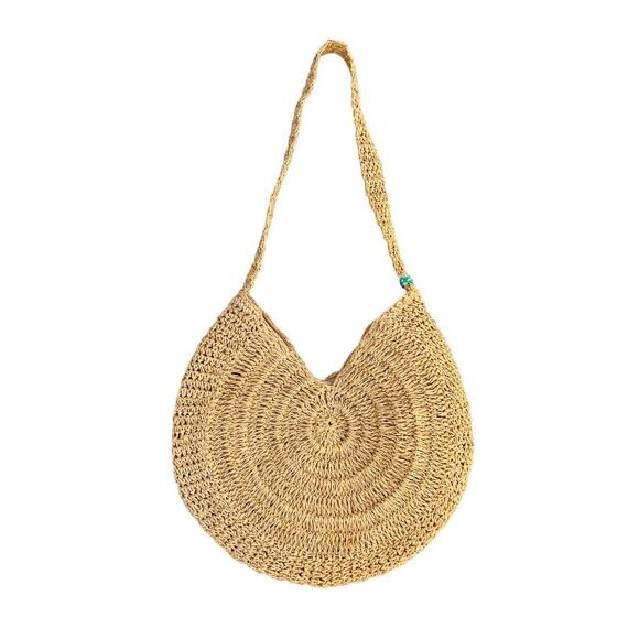 Straw Bag Beach Boho Chic Shoulder Bag with Tassels - Picture 2 of 2